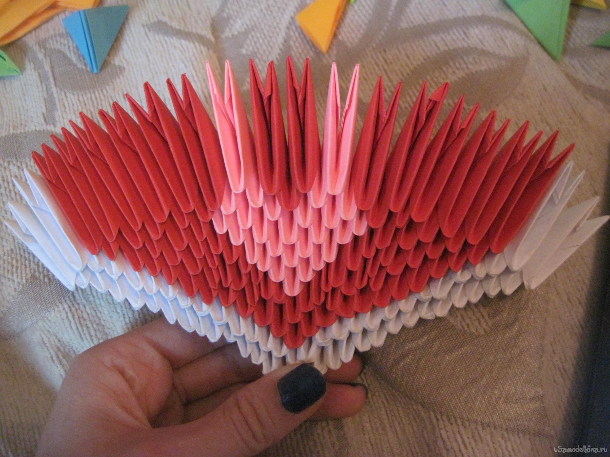 Сердечко из оригами из модулей