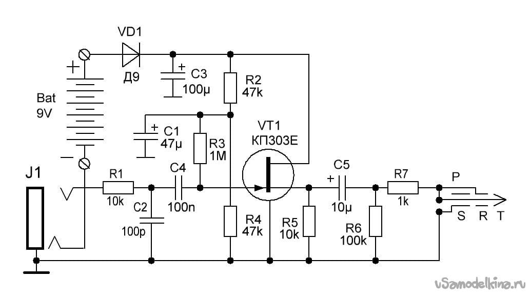Транзисторный предусилитель схема