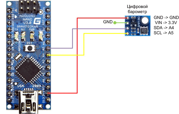 Датчик атмосферного давления BMP (GY, барометр) 4pin для Arduino - купить на savinomuseum.ru