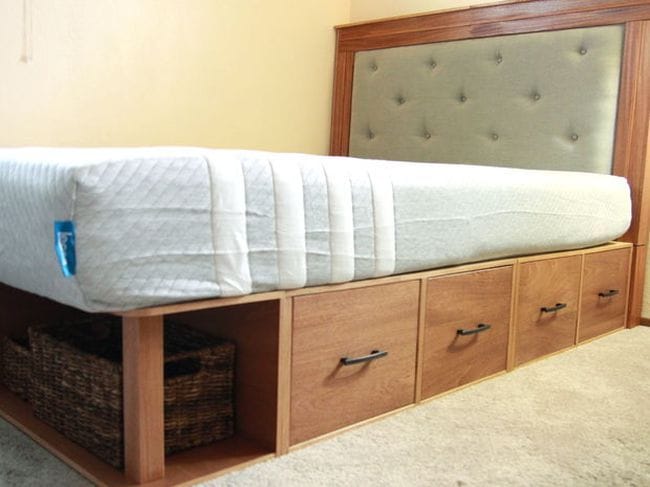 Модульная двухспальная кровать с ящиками