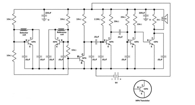 Схема металлоискателя на транзисторах