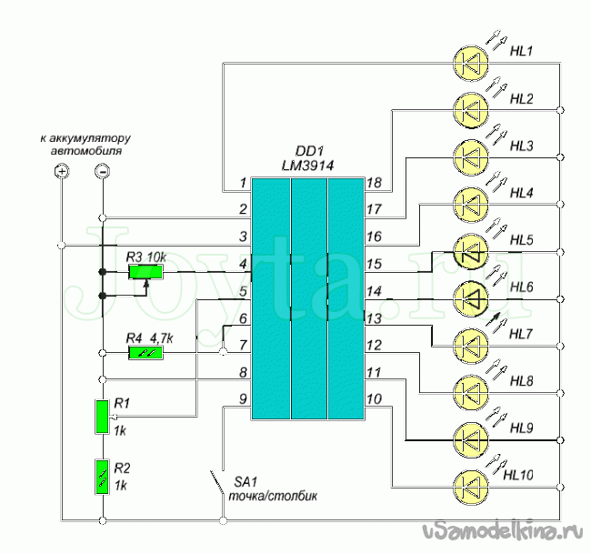 Тахометр на микросхеме lm3914