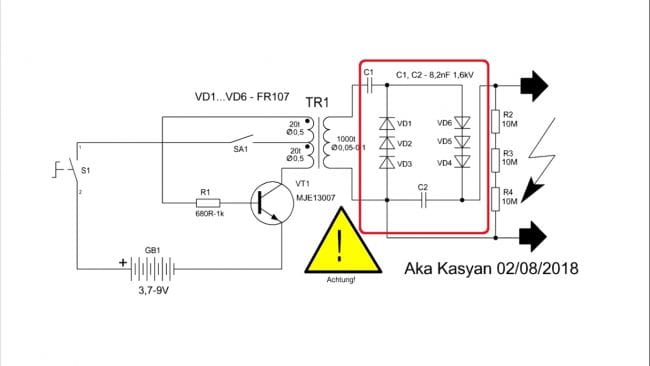 Мощный электрошокер схема
