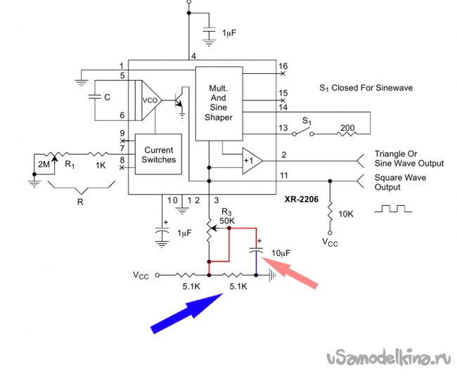 Генератор сигналов xr2206 схема
