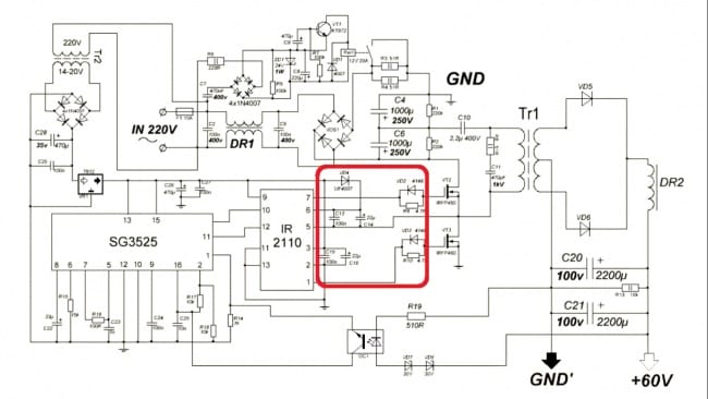 Импульсный блок питания на sg3525 схема