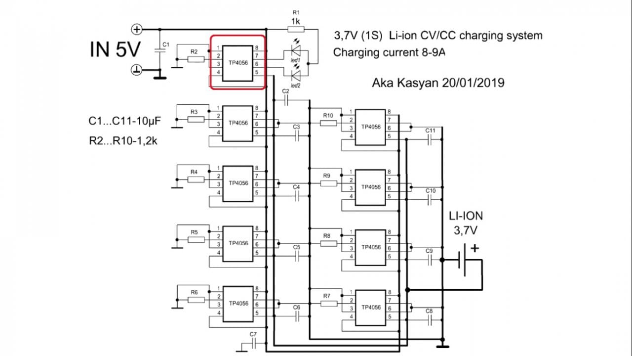 Схема tp4056 модуль зарядного устройства