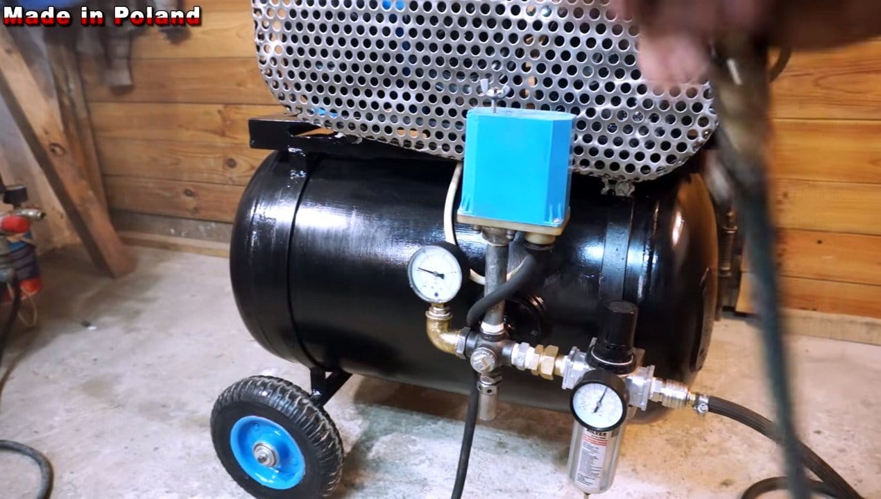 Воздушный компрессор из ЗИЛовского агрегата и двигателя стиральной машины