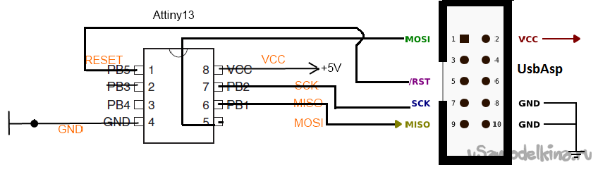 Usbasp как прошить. Attiny13. Программатор AVR USBASP attiny13a. USBASP программатор схема. ISP программатор attiny13.