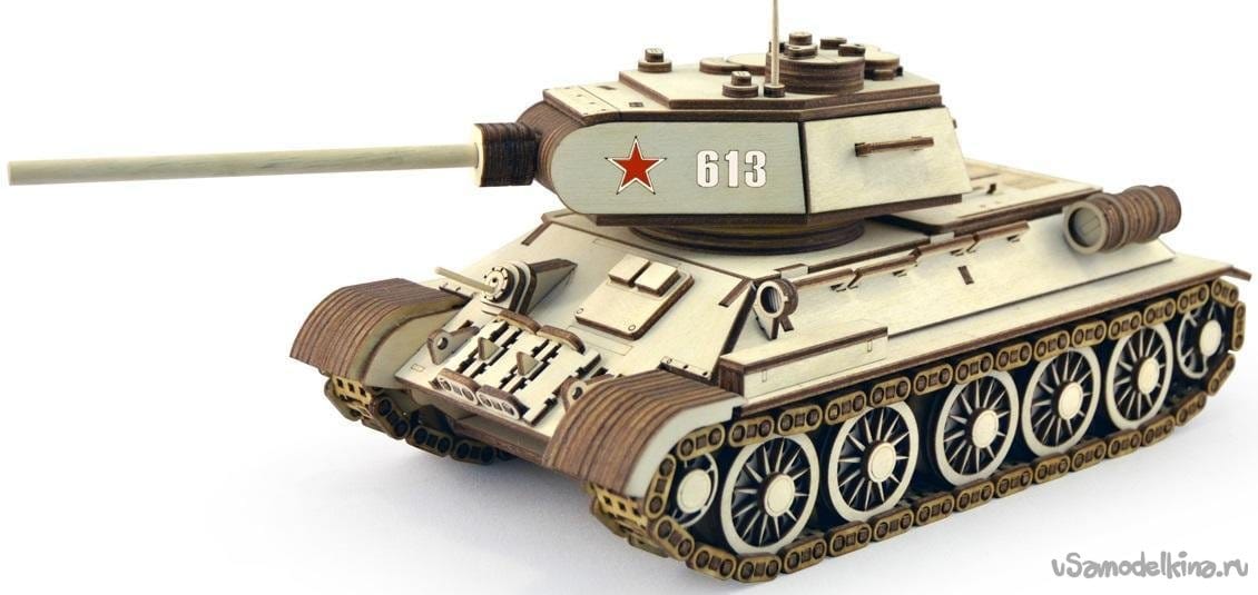 Сборная модель Lemmo Танк Т-34-85 (612 дет, дерево)