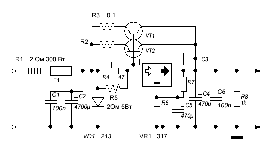 Схема бп на lm317 с регулировкой напряжения