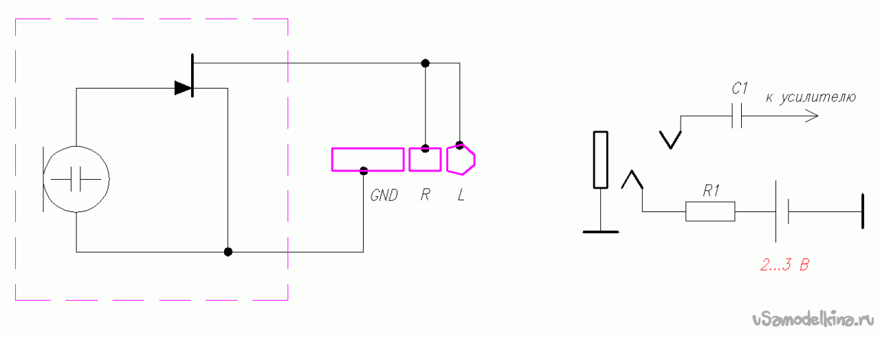 Электромагнитный микрофон схема
