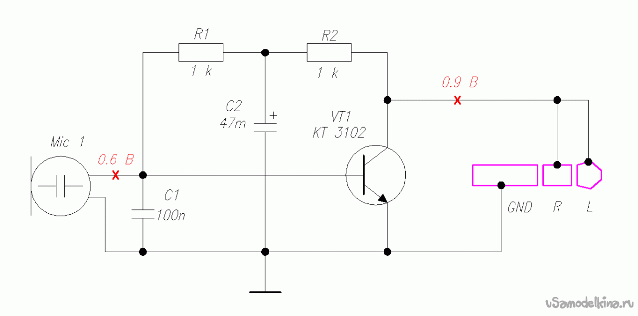 Микрофон для пк схема