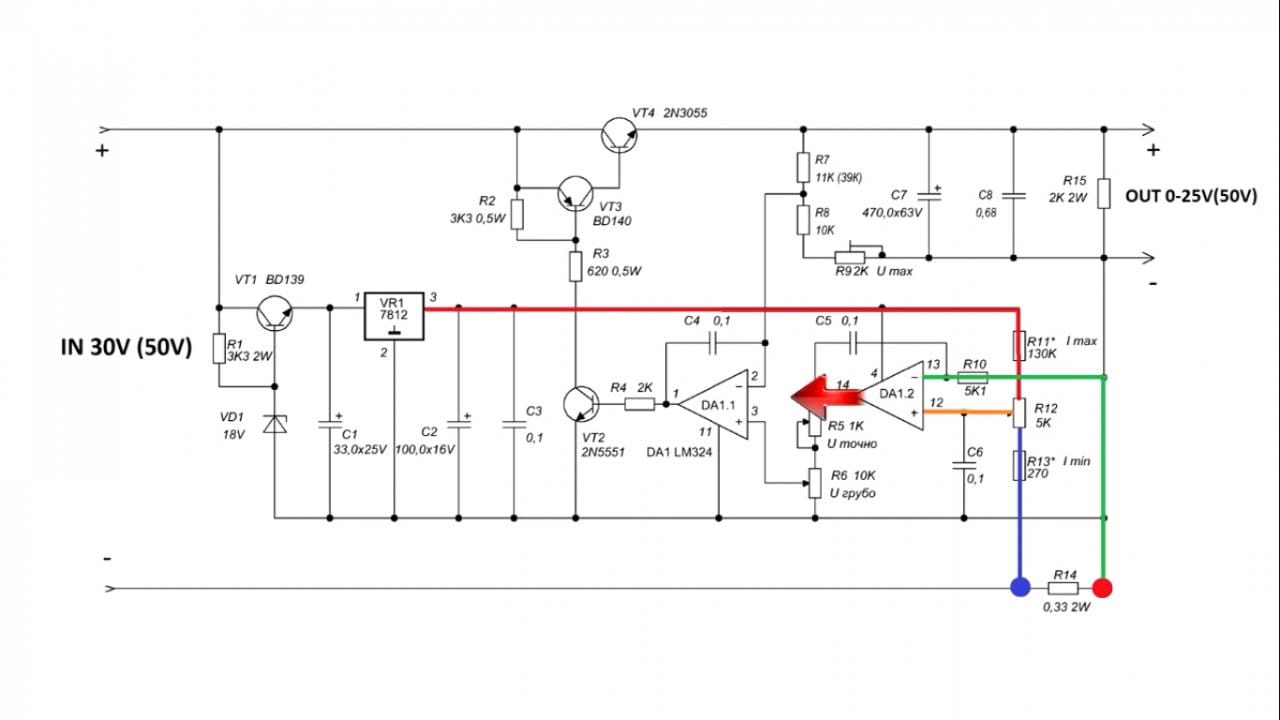 Блок питания своими руками 0 30в 0 10а схема