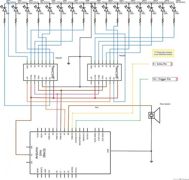 Шкальный индикатор расстояния со звуковым сигналом