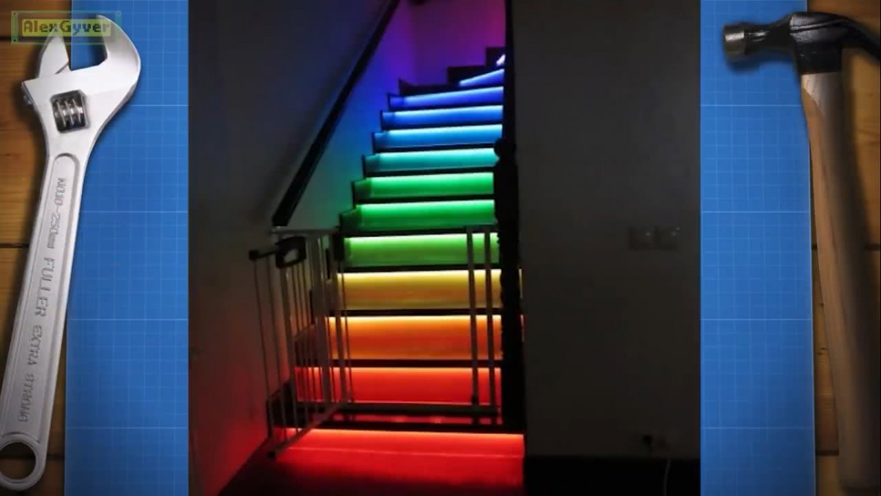 Как делается подсветка лестницы светодиодной лентой